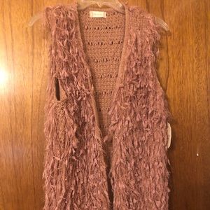 rose taupe shaggy vest
